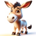 3D donkey funny cartoon. Farm animals. AI generated Royalty Free Stock Photo