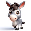 3D donkey funny cartoon. Farm animals. AI generated Royalty Free Stock Photo