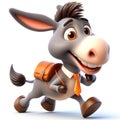 3D donkey funny cartoon. Farm animals. AI generated Royalty Free Stock Photo