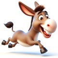 3D donkey funny cartoon. Farm animals. AI generated Royalty Free Stock Photo