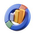 3d donut chart icon with colorful bar graph elements data analysis Royalty Free Stock Photo