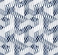 3D dotted cubes seamless pattern vector background, dots dimensional blocks, architecture and construction.