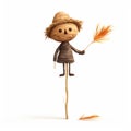 Feathered Scarecrow: Charming 3d Cartoon Illustration