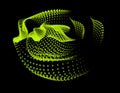 3d dynamic node of big data dots science. Wave infinity sinusoid line from particles. Swirl hill electric neon bulge explosion.