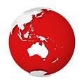 3D Earth globe with blank political map dropping shadow on red seas and oceans. Vector illustration Royalty Free Stock Photo