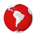 3D Earth globe with blank political map dropping shadow on red seas and oceans. Vector illustration Royalty Free Stock Photo