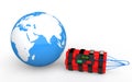 3d earth globe and time bomb Royalty Free Stock Photo