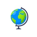 3d earth globe world vector icon. Travel globus cartoon simple illustration geography table desk globeisolated icon.