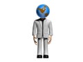 Businessman with a global head in front view Royalty Free Stock Photo