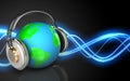 3d earth in headphones blank Royalty Free Stock Photo