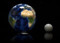 3D Earth, moon and star. Elements of this image furnished by NASA. Royalty Free Stock Photo