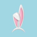 3d Easter bunny ears isolated. Realistic hare ears collection. Plastic funny cartoon rabbit ears band Royalty Free Stock Photo