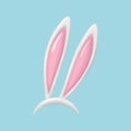 3d Easter bunny ears. Rabbit ears realistic 3d vector illustration. Hare costume white and pink element. Royalty Free Stock Photo