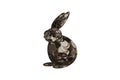 3D Easter Bunny from the texture of Ukrainian kopecks one and two on a white background, money Royalty Free Stock Photo