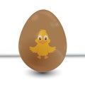 3D Easter egg with cute chick on white background Royalty Free Stock Photo