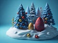 3D Easter eggs for Christmas. Christmas-themed composition., AI generated Royalty Free Stock Photo