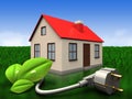 3d eco power cable over meadow