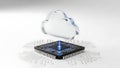 3d edge computing concept with cloud and processor Royalty Free Stock Photo