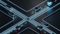 3d edge computing network visualization at busy intersection Royalty Free Stock Photo