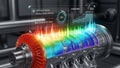 3d edge computing visualization on industrial turbine with data analytics Royalty Free Stock Photo