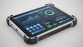 3d edge computing visualization on rugged tablet display Royalty Free Stock Photo