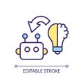 2D editable colorful ML algorithms line icon