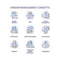 Customizable icons representing vendor management concepts