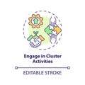 Thin line colorful engage in cluster activities icon concept