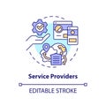 2D customizable service providers thin linear icon concept