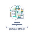 2D customizable vendor management thin linear icon concept