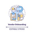 2D customizable vendor onboarding thin linear icon concept