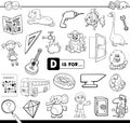 D is for educational task coloring book