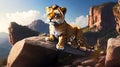3d effect - photorealistic illustration of a tiger baby