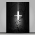 3d effect cross mourning card isolated on grey background