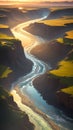 3d effect - A meandering river landscape Royalty Free Stock Photo