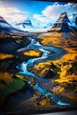 3d effect - A meandering river landscape Royalty Free Stock Photo