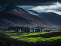 3d effect Scottish landscape castle mountains snow