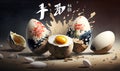 3D Egg menu concept Japanese design, anime manga