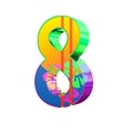 3D `eight` number with exotic colors