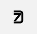 D7 or 7D - Elegant universal vector sign. Graphic symbol for corporate business identity. Number 7 and letter D Logo design