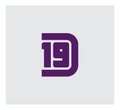 D19 or 19D - Elegant universal vector sign. Graphic symbol for corporate business identity. Number 19 and letter D - Logo design