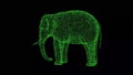 3D Elephant on black background. Wild Animals concept. Circus and Zoo. Business advertising backdrop. For title, text