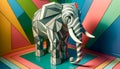 3D Elephant puzzle - AI generated image Royalty Free Stock Photo