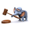 3d Elephant using an auctioneers gavel