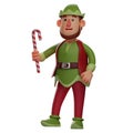 3D Elf Picture waving a yummy candy stick