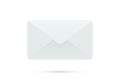 3D email or chat message, letter in closed white paper envelope with shadow, inbox mail