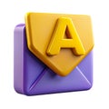 3D Email Icon, Colorful Envelope With Letter Inserted Inside 3D Illustration on Transparent Background Royalty Free Stock Photo