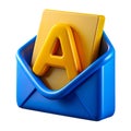 3D Email Icon, Colorful Envelope With Letter Inserted Inside 3D Illustration on Transparent Background Royalty Free Stock Photo