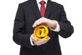 3d email symbol protected by hands Royalty Free Stock Photo