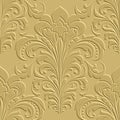 3d emboss Vintage art nouveau floral seamless pattern. Vector ornamental Damask Baroque old style textured surface background with Royalty Free Stock Photo